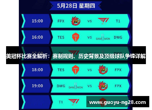 美冠杯比赛全解析:赛制规则、历史背景及顶级球队争锋详解 美冠杯比赛全解析:赛制规则、历史背景及顶级球队争锋详解